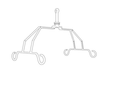 A monochrome Wireframe Depiction of a medical patient lift. This Technical Drawing is a Simple Line Art Outline Illustration, showing the equipment for patient transfer and care in healthcare