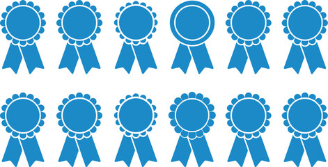 Badge with ribbons icons set. Quality and guarantee labels set Pro Vector
