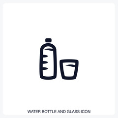 Water Bottle and Glass Icon