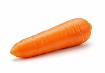 Isolated vibrant orange carrot with subtle ridges on a clean white background