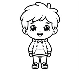 Obraz premium Standing Boy Silhouette – Chibi Style Vector