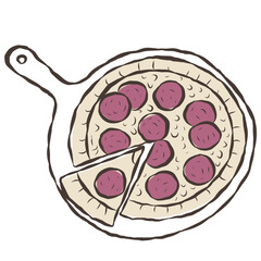 Illustration of Pizza. Vector Graphic on the white Background