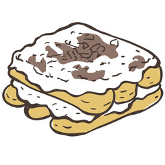 Illustration of Tiramisu. Vector Graphic on the white Background