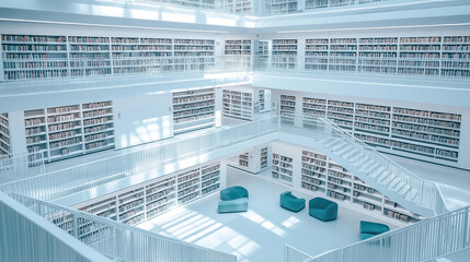 Obraz premium A very bright, light and calm view of the city library 