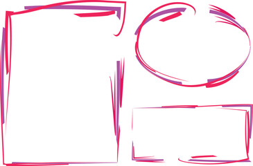 pink red creative abstract stroke pattern sketchy frames set