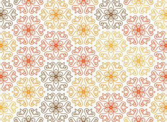 Seamless Moroccan Geometric Star Pattern Vector Illustration in Warm Autumn Colors for Textile, Wallpaper, Bohemian Design, and Packaging.