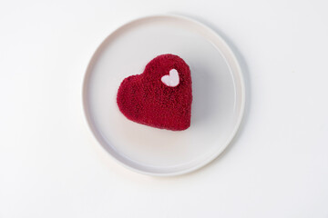 Heart-Shaped Cake on a Plate for Valentine's Day or Romantic Celebration