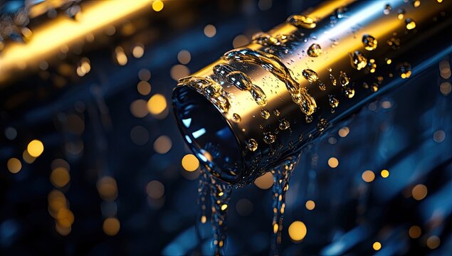 Water cascading from metallic tubes