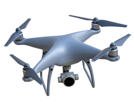 “Top Down View of Compact Camera Drone with Folded Arms, Isolated on Transparent Background”.