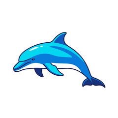 Fototapeta premium Cute Cartoon Blue Dolphin Illustration
