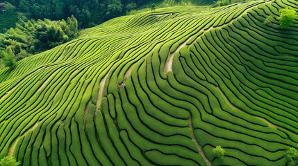 Fototapeta premium Aerial photos of green fingerprint terraces 