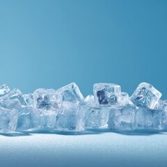 Obraz premium Ice cubes against a light blue background