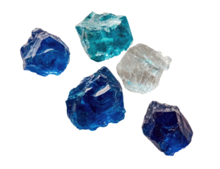 Close-up of multiple,faceted, translucent, colorful crystals