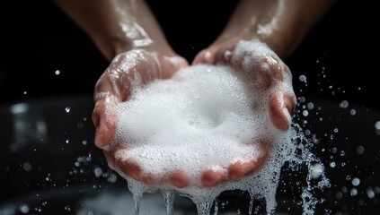 Fototapeta premium Hands filled with sudsy foam