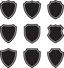 A shiny set of classic gold and silver medieval heraldic shields with laurel wreaths