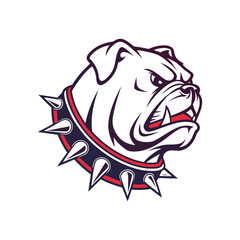 Aggressive Bulldog Mascot Head with Spiked Collar Vector Illustration

