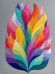 Abstract vibrant multicolored leaf cluster