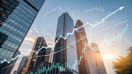 Transparent or stock market investment trading graph growth.Trade business analytics graph and financial chart.