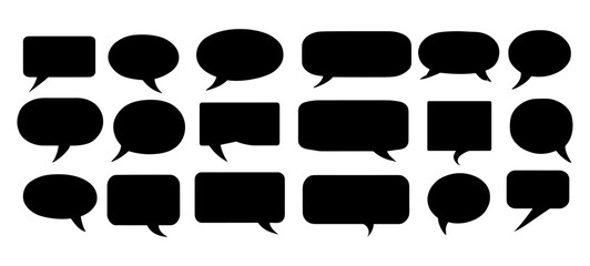 Silhouette dialogue box vector set with diverse speech bubbles, chat message icons, communication symbols, conversation bubbles, talk shapes, graphic design elements