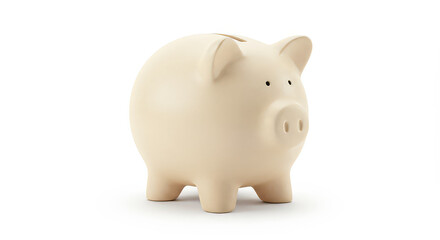 Obraz premium Ceramic piggy bank isolated on white background representing finance