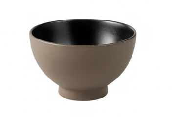 Sleek ceramic bowl featuring contrasting matte black interior, highlighting minimalist design with clean lines and neutral color palette for contemporary dining settings