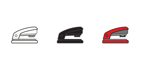 Stapler collection with line art silhouette and color variations
