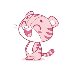 Cute Cartoon Tiger in Love – Adorable Valentine’s Day Animal Illustration with Hearts