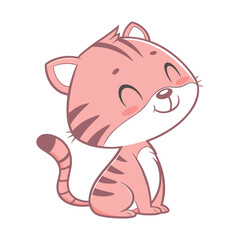 Cute Cartoon Tiger in Love – Adorable Valentine’s Day Animal Illustration with Hearts
