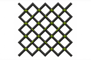 Seamless geometric pattern forming a grid of black and green rhombuses, ideal for backgrounds and textures with transparent background