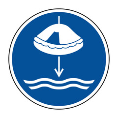 Lower Liferaft to Water Safety Sign — IMO ISO 7010 M040 Vector Graphic