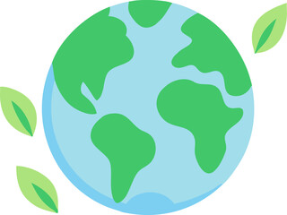 A vibrant illustration of planet earth adorned with lush green leaves symbolizing nature and environmental care perfect for ecological themes and sustainable design projects