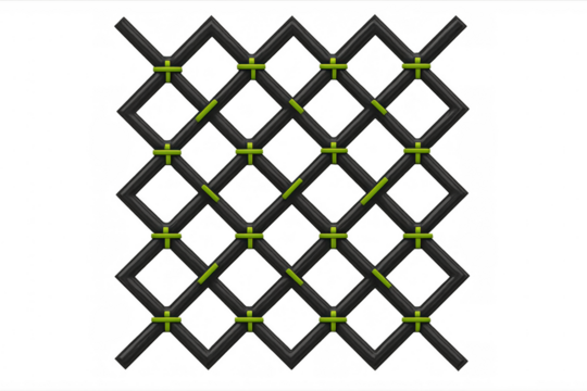 Seamless geometric pattern forming a grid of black and green rhombuses, ideal for backgrounds and textures with transparent background