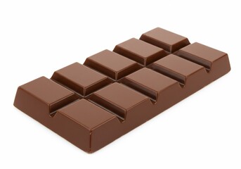 Milk chocolate bar with ten sections on a white background, studio shot