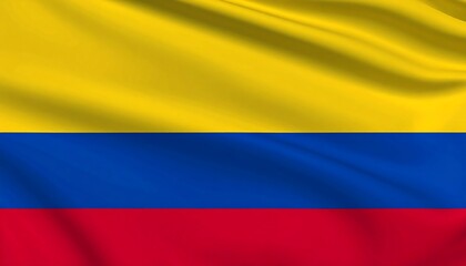 Naklejka premium Colombian flag with wide yellow upper stripe over blue and red, clean symbolic presentation