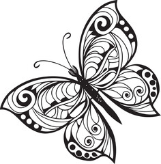 ntricate Mandala Butterfly Illustration &ndash; Black and White Line Art for Coloring or Design

