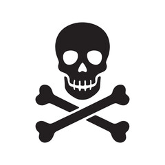 Classic black skull and crossbones symbol

