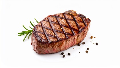 Succulent Grilled Steak Garnished with Fresh Rosemary Evoking a Rustic Culinary Delight and Flavor