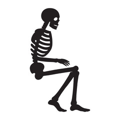 Human skeleton illustration in black and white isolated backgrounds cartoon style vector icon