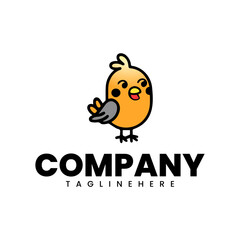 Chick Logo Cute Bird and Leaf Icon for Eco Brands, Farm, or Baby Products