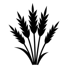 A silhouette illustration of a rice stalk