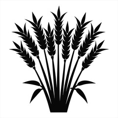A silhouette illustration of a rice stalk