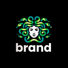 Medusa Logo Green Mythical Serpent Head for Creative Branding