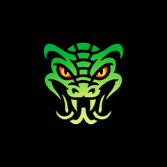 Fierce Green Snake Head Logo Reptile Mascot for Gaming or Sports