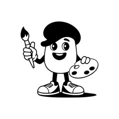 Painter Kid Mascot Logo Creative Artist Character for Art Studios & Craft Brands
