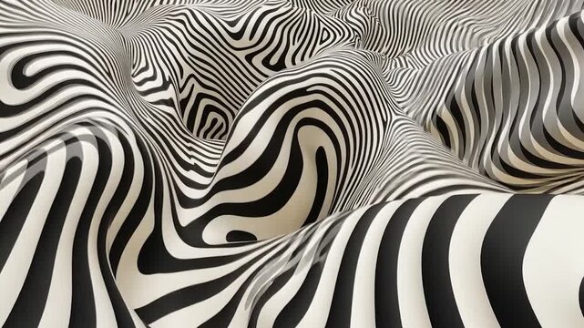 Abstract black and white striped wavy pattern