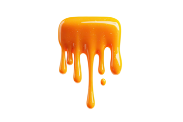 Orange caramel dripping down,  a square shape