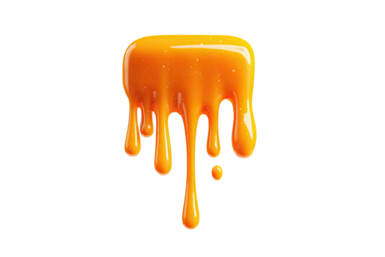 Orange caramel dripping down,  a square shape