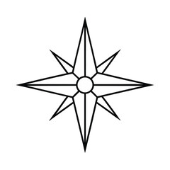 Fototapeta premium Line art of a classic compass rose symbol.