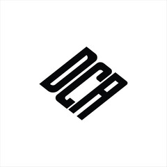 Modern abstract DCA logo design featuring geometric lines for innovative data analysis and digital transformation branding