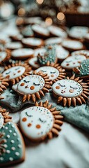 Fototapeta premium Decorated cookies, sun-shaped, icing details